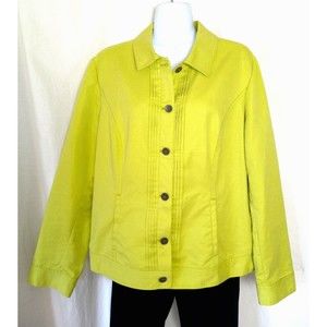 Chico's Citron Green Long Sleeve Shirt/Jacket Size 12